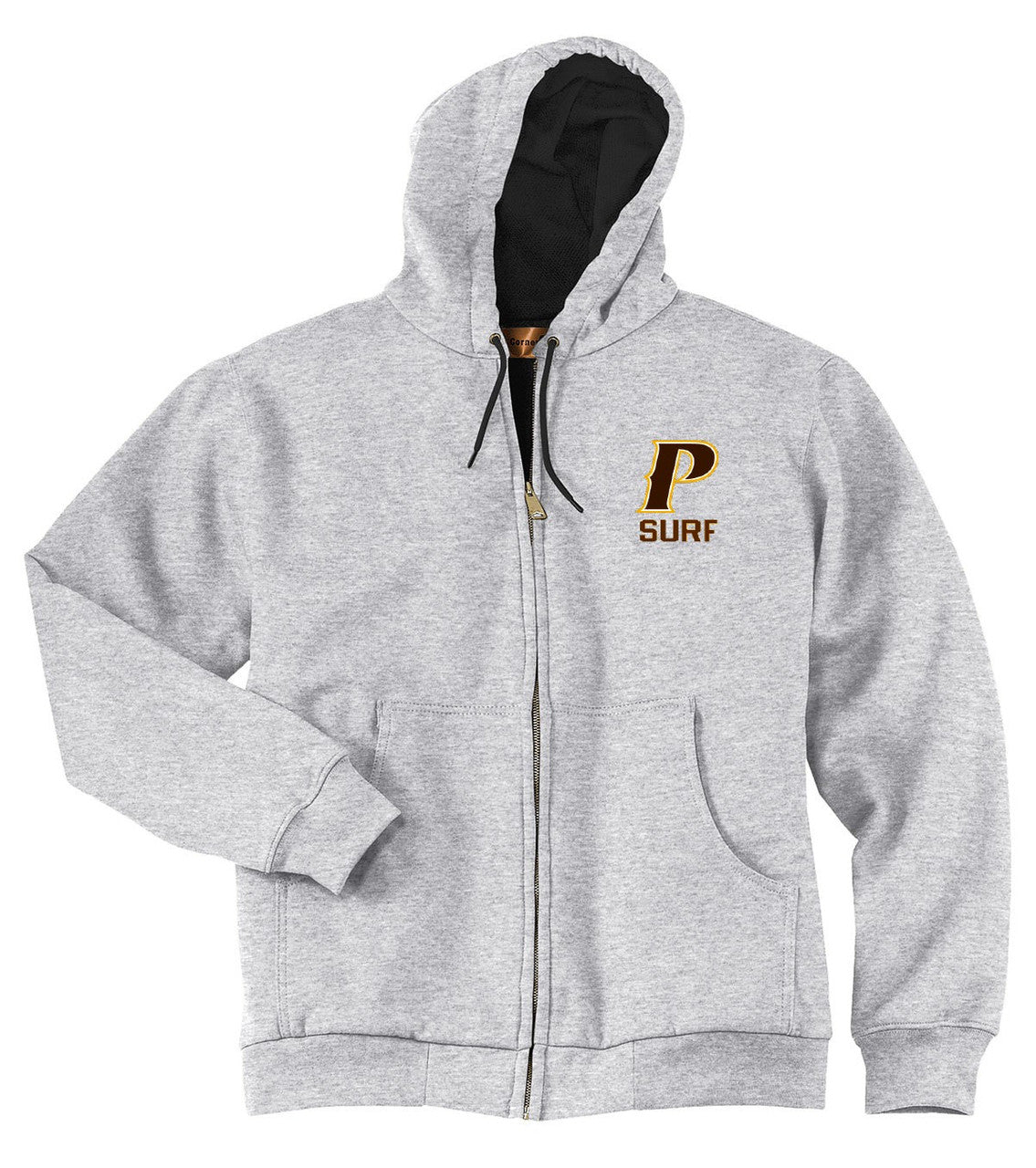 Men's Heavyweight Full-Zip Hoodie With Thermal Lining - "P -SURF"