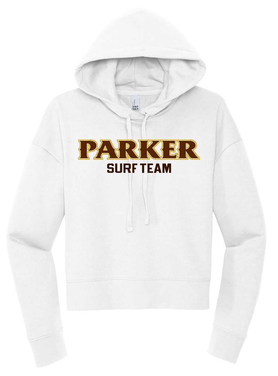 Women's V.I.T. Fleece Hoodie - "PARKER SURF TEAM" [colors:  gray, white]