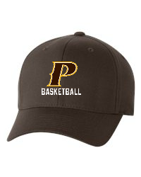 Adult Flex-Fit Baseball Cap - "P Basketball" (colors: Brown, White, Dark Gray)