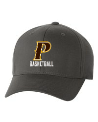 Adult Flex-Fit Baseball Cap - "P Basketball" (colors: Brown, White, Dark Gray)