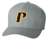 Adult Flex-Fit Baseball Cap - "P" or "SHIELD" [colors: Brown, Light Grey, Dark Grey, Gold, White]