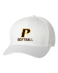 Adult Flex-Fit Baseball Cap - "P Softball" (colors: Brown, White, Dark Grey)