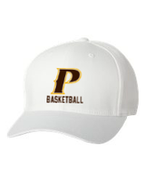 Adult Flex-Fit Baseball Cap - "P Basketball" (colors: Brown, White, Dark Gray)