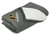 Mountain Lodge Sherpa Blanket - "P-BASEBALL" (colors: Brown, Gray)