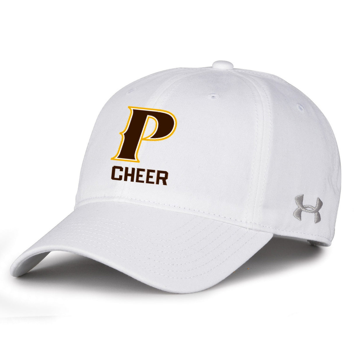 Adult Garment Washed Twill Cap - "P - CHEER" [colors: gray, white]