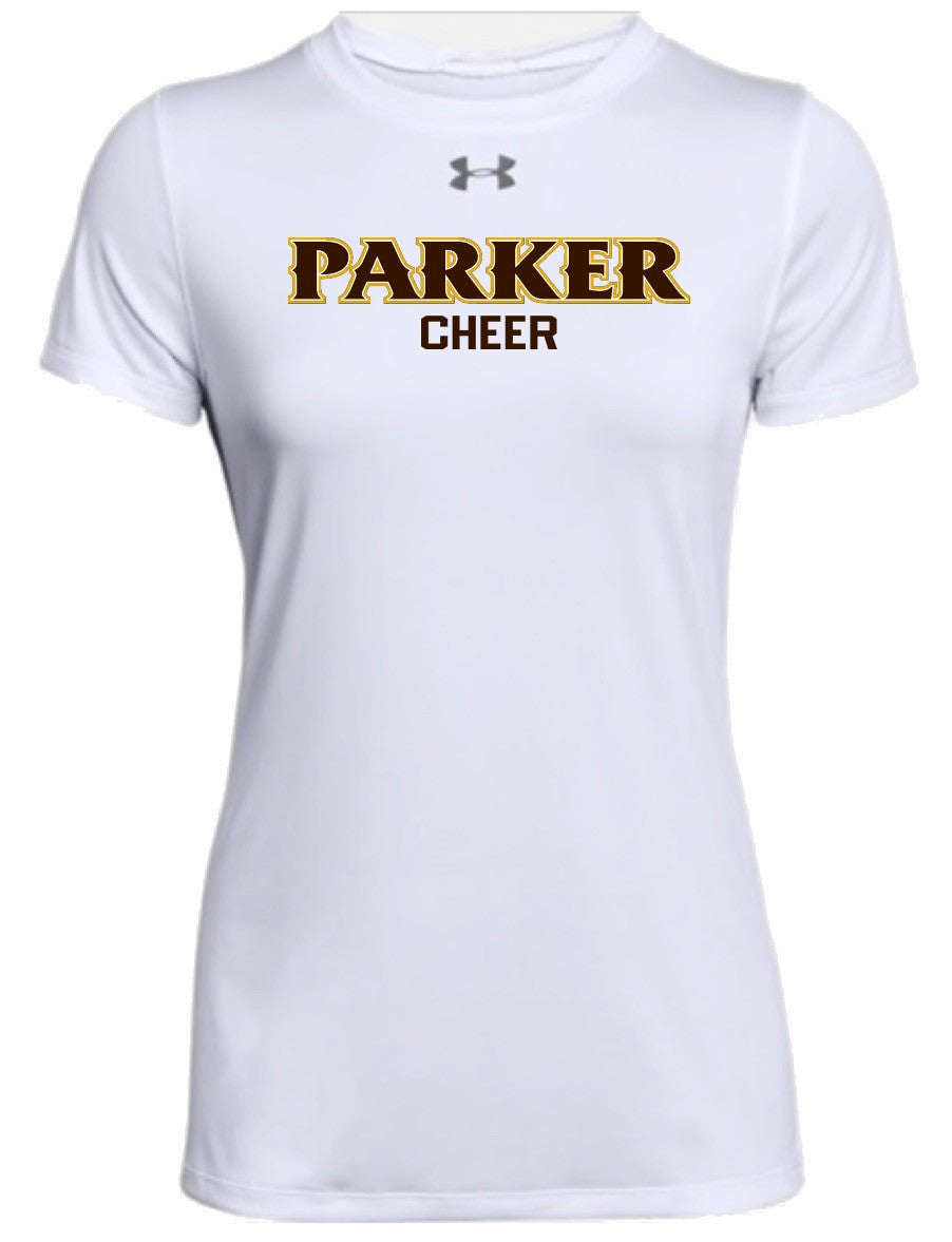 Ladies Locker Tee 2.0 - "PARKER CHEER" [colors: gray, white]