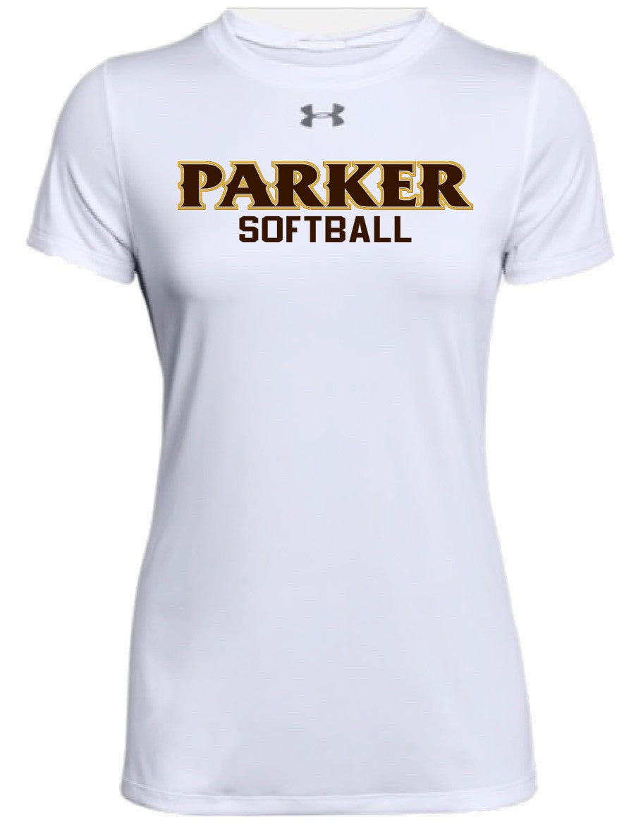 Ladies Locker Tee 2.0 - "PARKER SOFTBALL" [colors: gray, white]